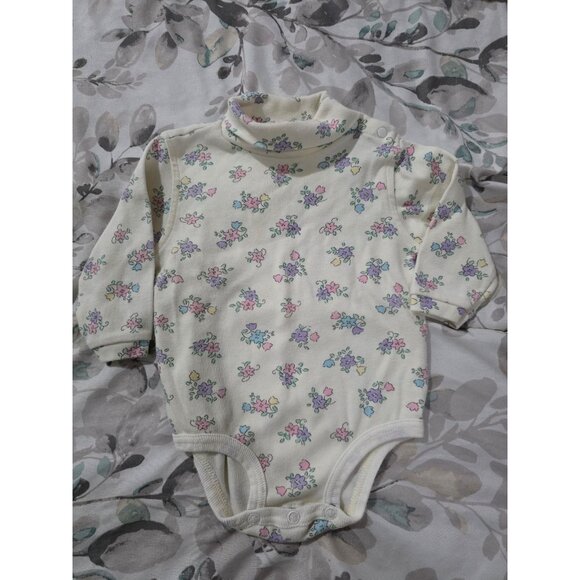 Vintage Girl's CARTER'S Floral Long Sleeved Bodysuit Top Size 6-9 Months - Picture 1 of 5